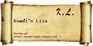 Komán Liza névjegykártya